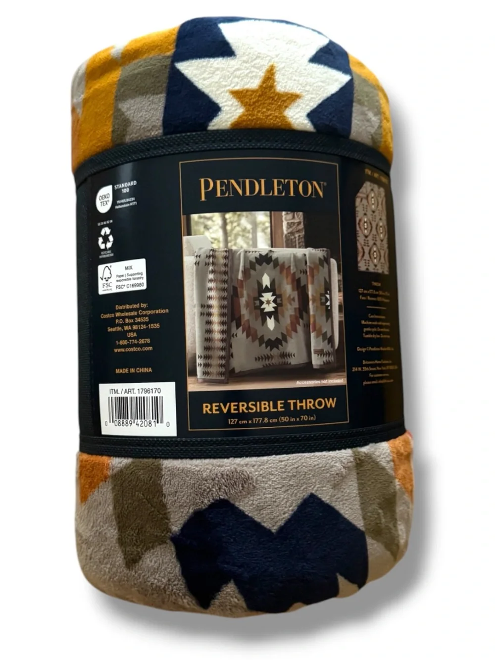 Pendleton Reversible Throw Blanket Southwestern Print NEW 50”x70”